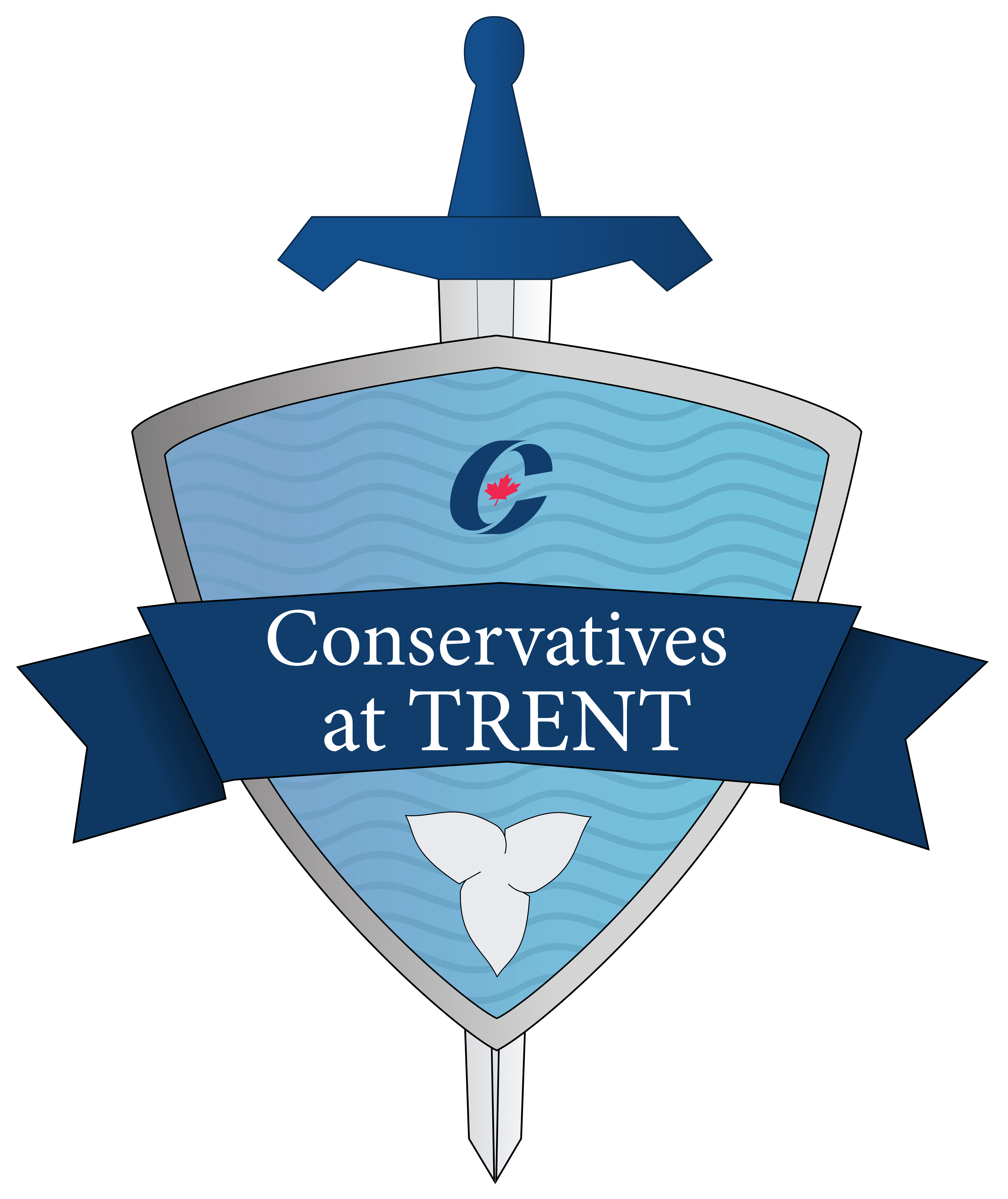 Conservatives at Trent logo - a shield in front of a sword, behind a titled banner