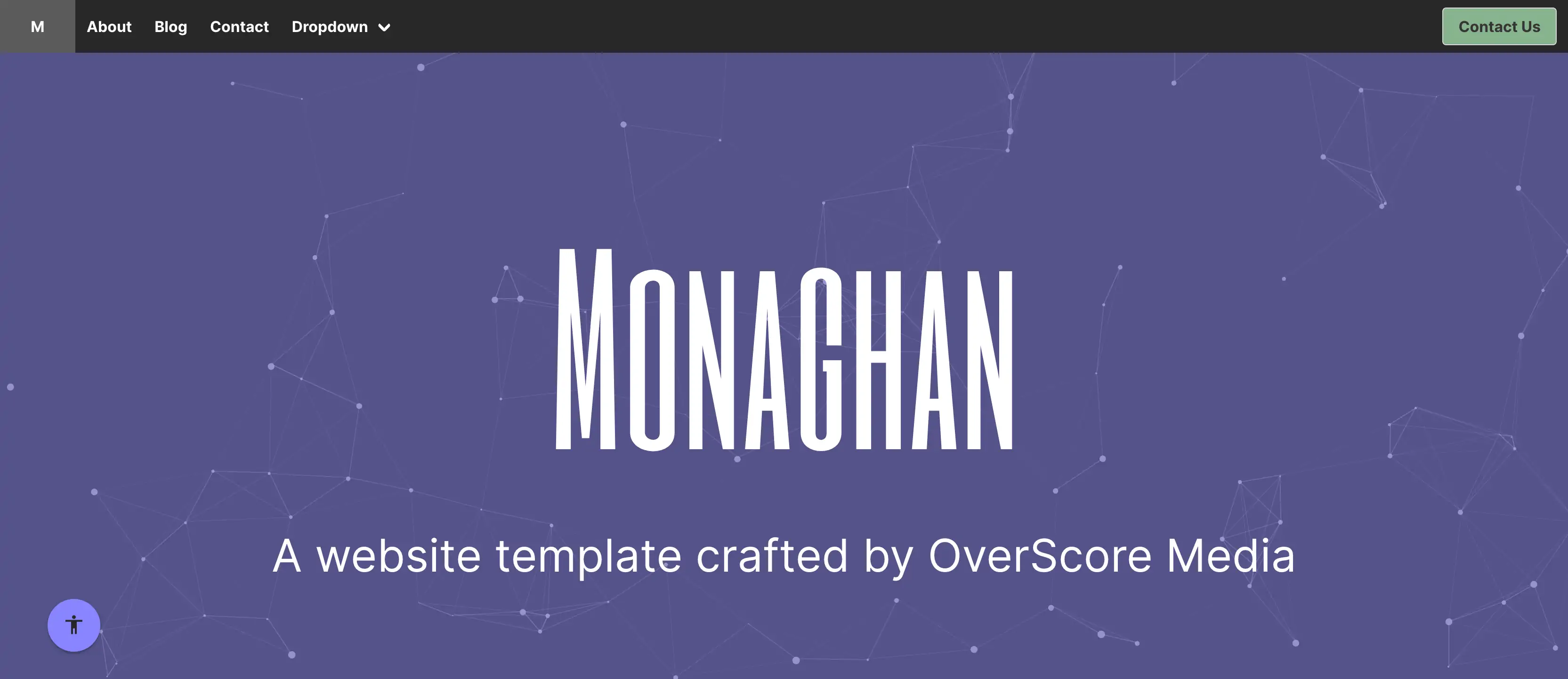 A screenshot of Monaghan, a Nuxt website template by OverScore Media